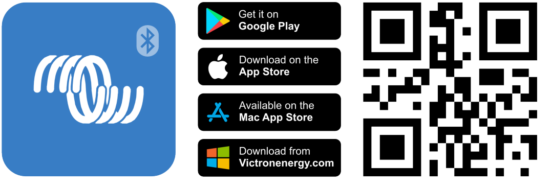 lien vers l'application VictronConnect, paramétrage des appareils Victron